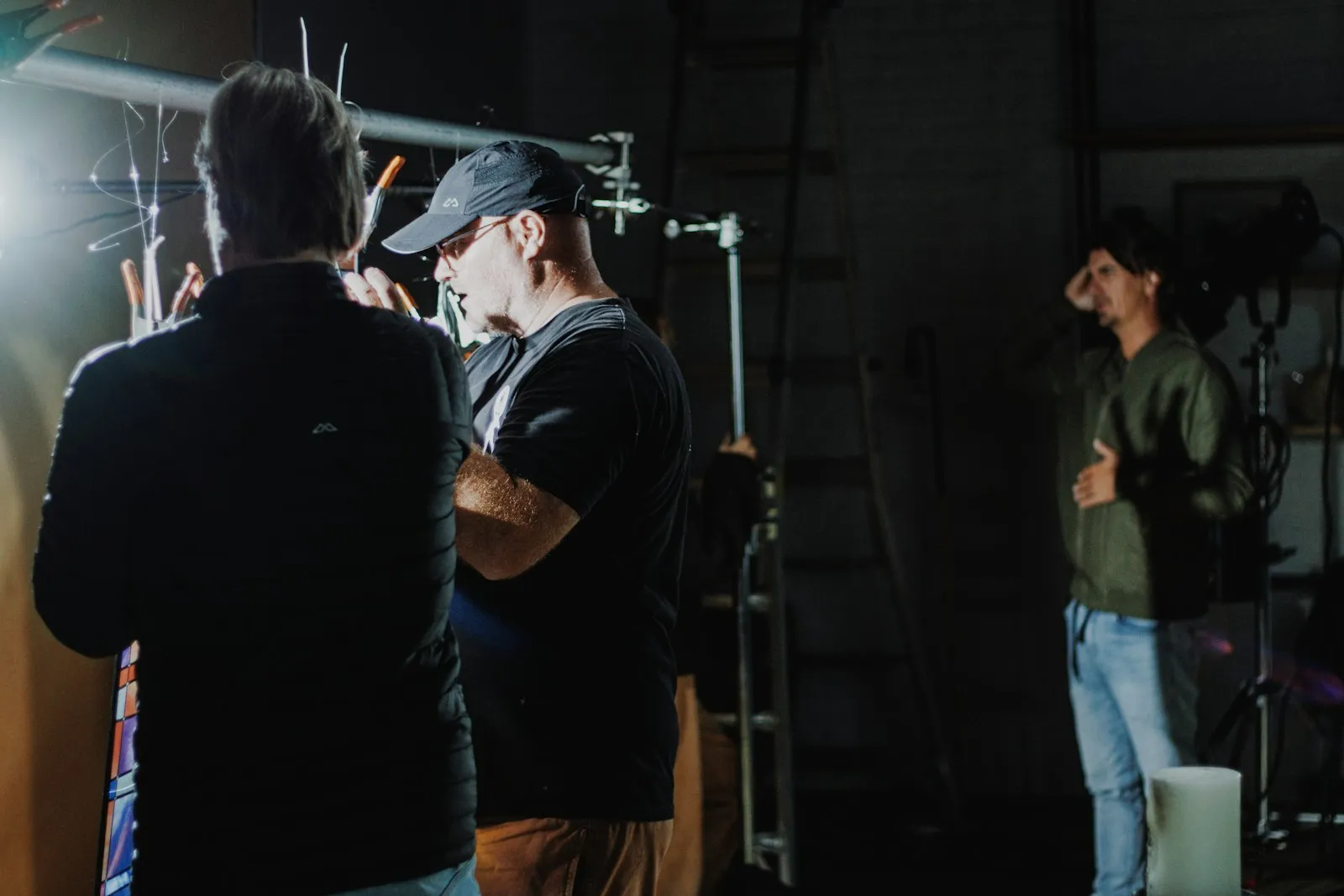 Studio AV crew preparing for a live event